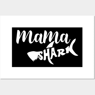 Mama Shark Letter Print Women Funny Graphic Mothers Day Posters and Art